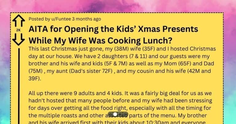 Man Leaves Wife in Kitchen Cooking While He Opens Presents