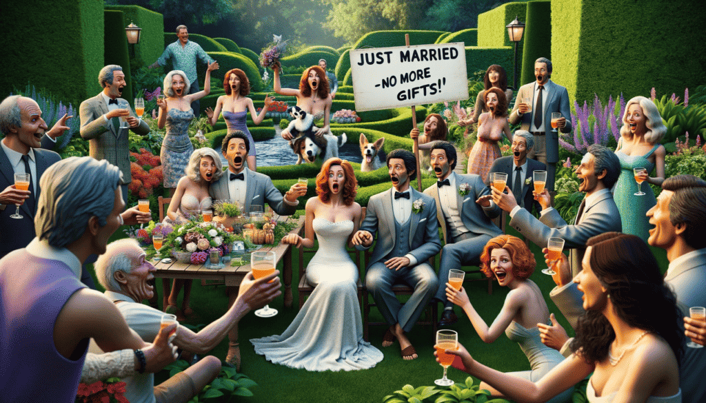 funny afternoon garden party, created to celebrate a marriage