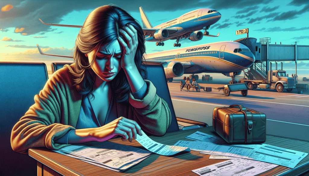 A woman feeling really poor after booking an airline ticket