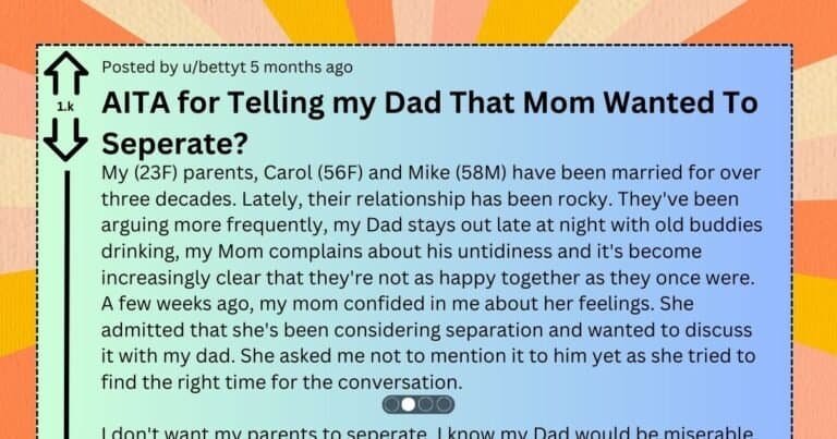 Daughter Tells Dad that Mom Wants to Separate