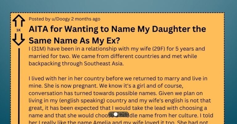 Wife Finds Out That Husband Wants to Give His Daughter The Same Name As His Ex